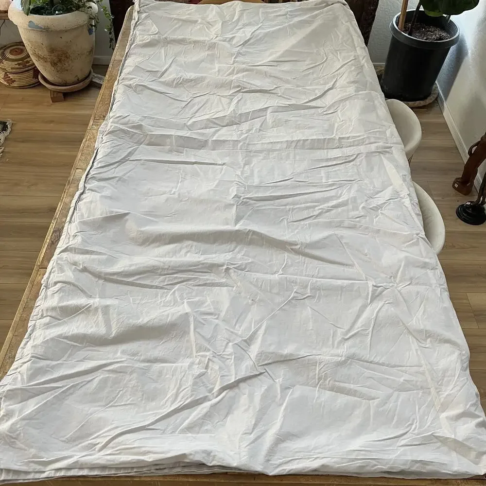 Threshold Full Queen Duvet Cover Cotton Linen Blend Light Gray Zip Closure